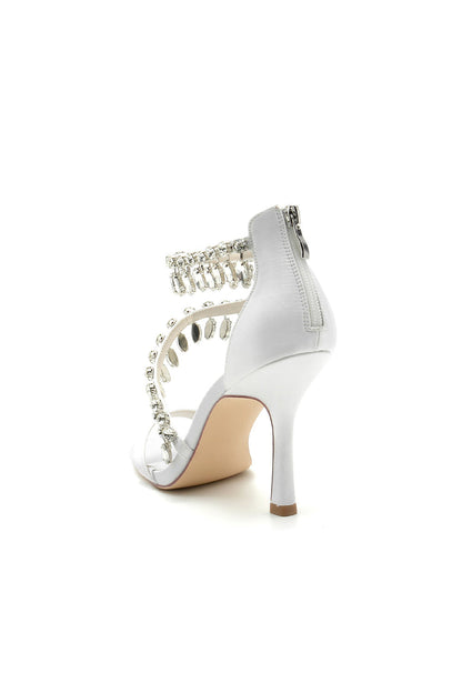 Open Toe Crystal Ankle Strap Stiletto Sandals