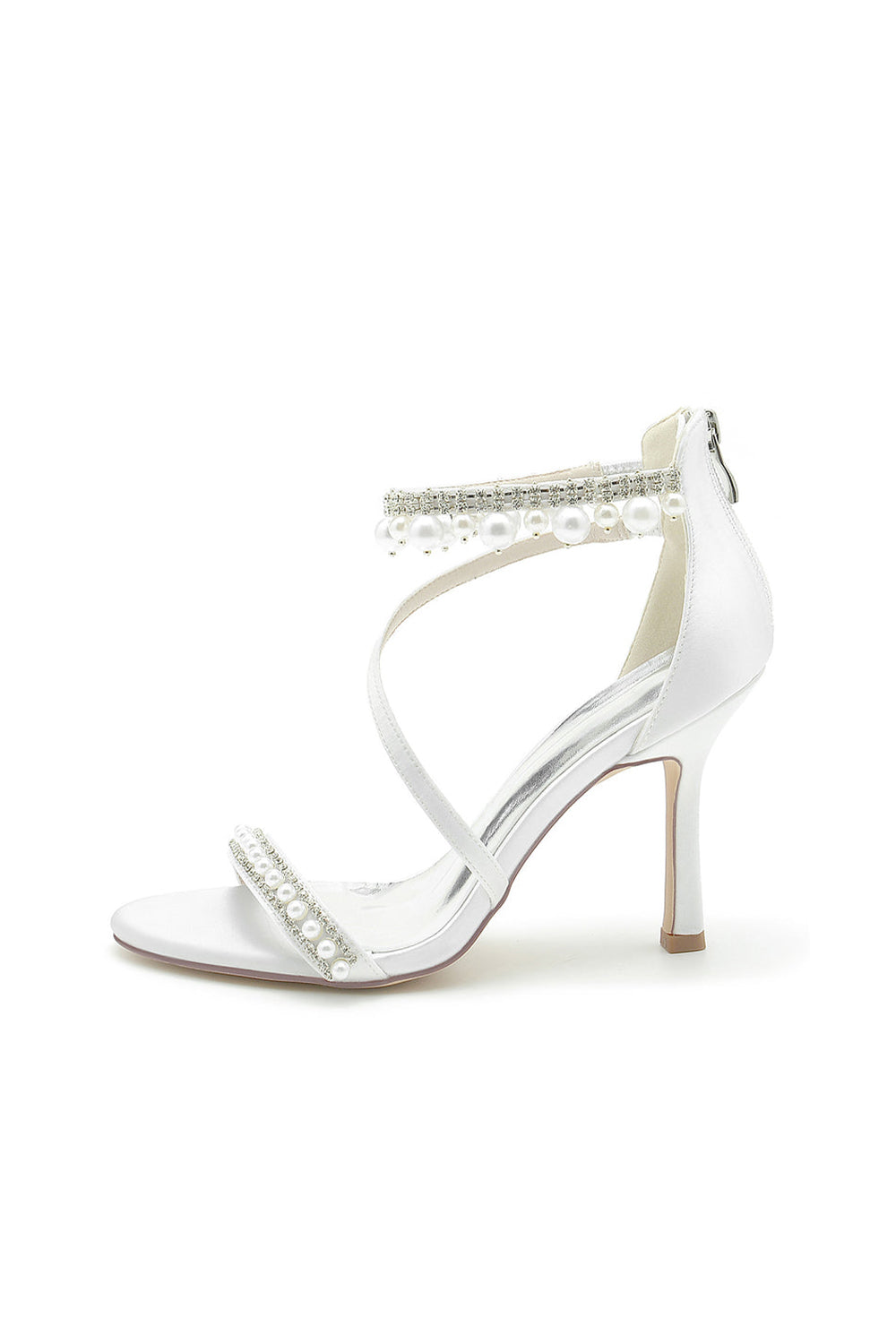 Roycebridal Elegant Single Strap Pearl Beaded Wedding Shoes