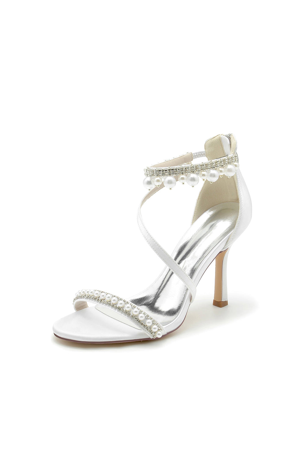 Roycebridal Elegant Single Strap Pearl Beaded Wedding Shoes