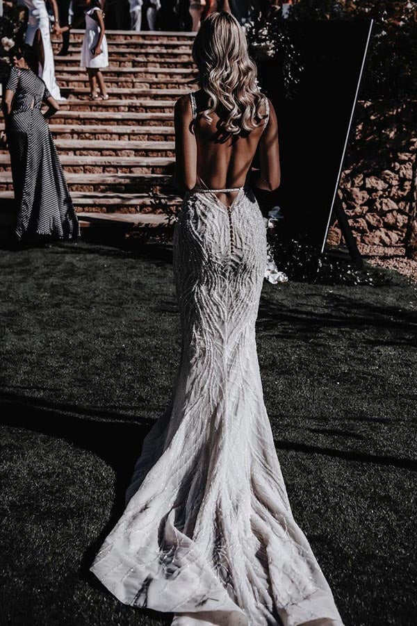 Gorgeous Mermaid Sleeveless Spaghetti Straps Lace Wedding Dresses, MW795 | outdoor wedding dresses | bridal styles | bohemian wedding dress | musebridals.com