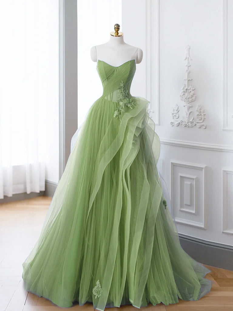 Roycebridal Roycebridal Saflor | Green A-Line Off Shoulder Long Prom Dress Lace Long Evening Dress