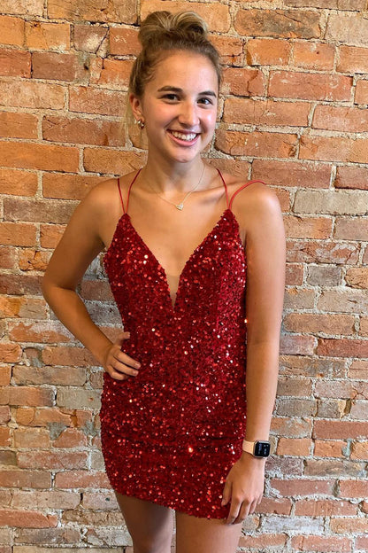 Olga |Bodycon Sequins Short Homecoming Dress