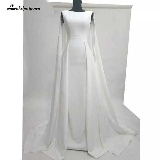 Roycebridal Pure White Evening Dresses Well Typed with Cloak Celebrity dresses satin Outlayer Red Carpet Dresses