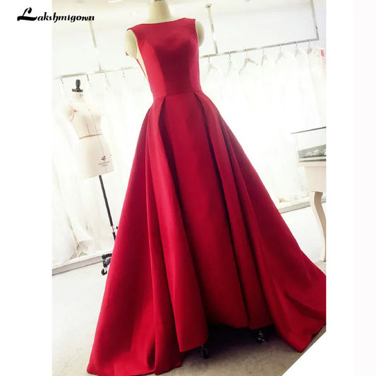 Roycebridal Evening Dress Long Red Elegant Satin Backless Prom Party Dresses Evening Gown Abendkleider Abiye Robe De Soiree