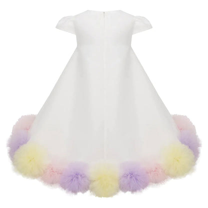 Roycebridal Elegant White Dubai Girl Dress Flowers Kids Children Princess Clothes for Wedding Birthday Holiday Party 2025 J234