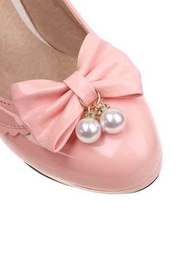 Roycebridal Retro Bow Pearl High Heels Shoes