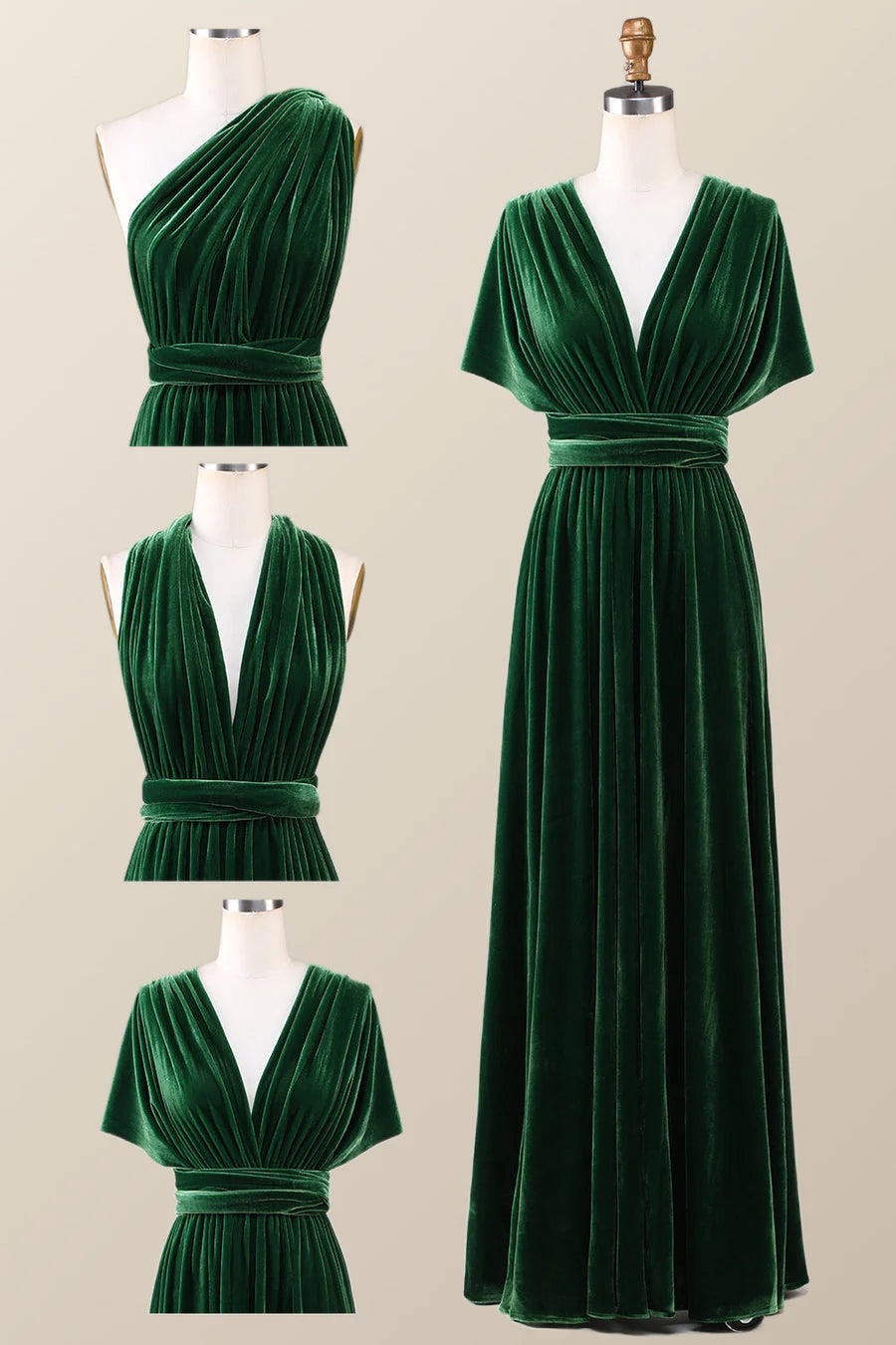 Roycebridal Infinity Dark Green Velvet Bridesmaid Dress Long Winter Formal Dress