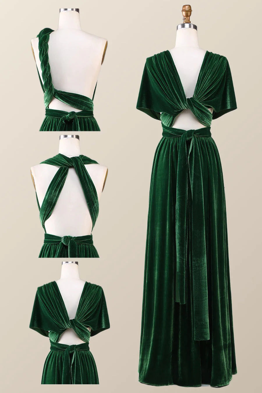 Roycebridal Infinity Dark Green Velvet Bridesmaid Dress Long Winter Formal Dress