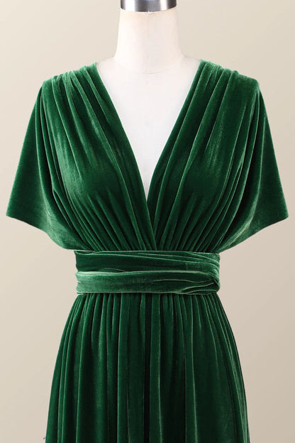 Roycebridal Infinity Dark Green Velvet Bridesmaid Dress Long Winter Formal Dress