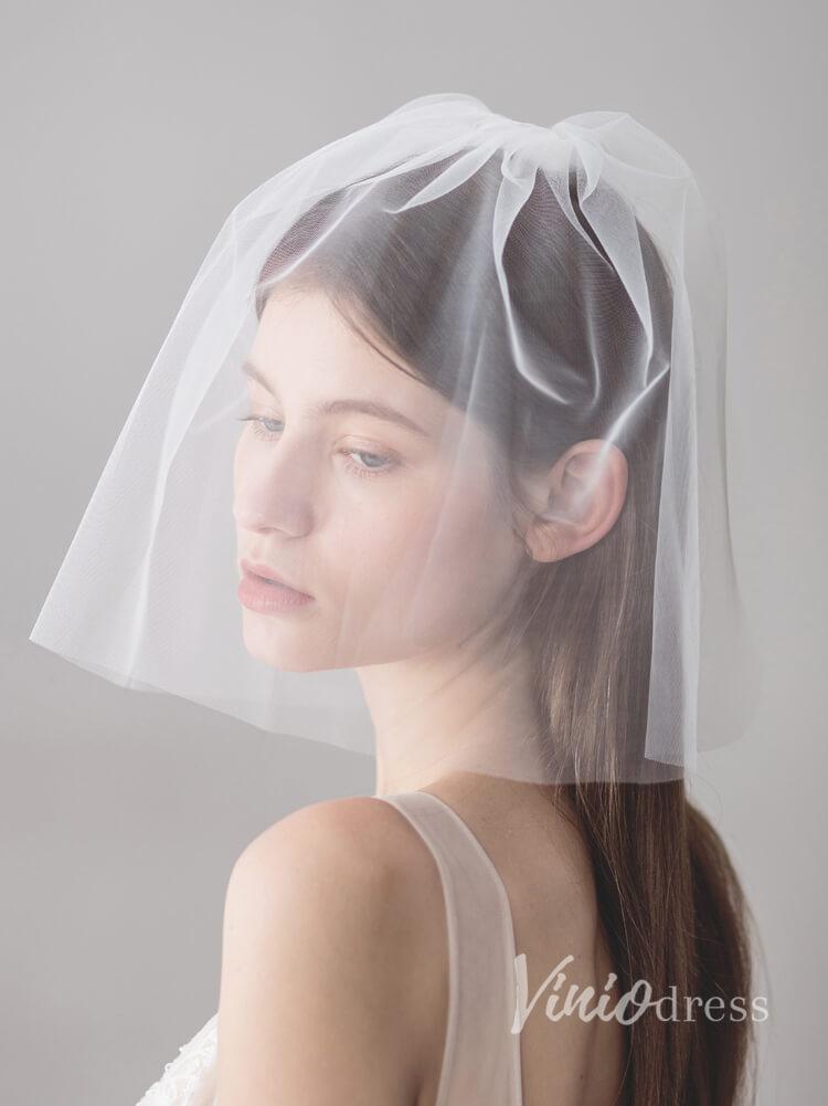 Ivory Tulle Blusher Wedding Veils Simple Bridal Veil ACC1046-Veils-Viniodress-Ivory-Viniodress