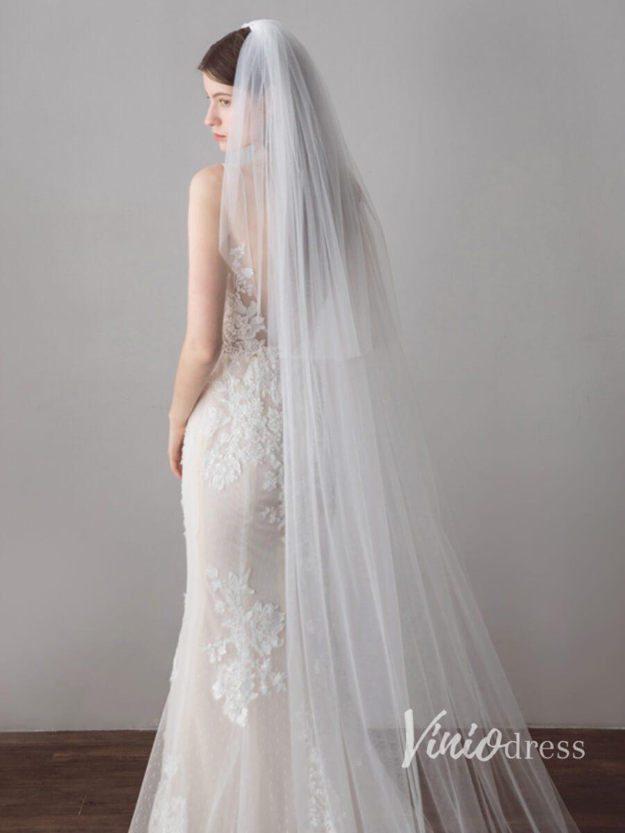 Ivory Tulle Wedding Veils Bridal Cathedral Veil AC1213-Veils-Viniodress-Ivory-Viniodress