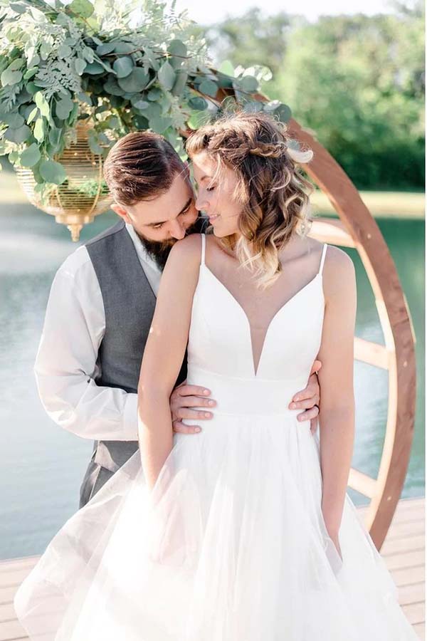 Ivory A-line Tulle Spaghetti Straps Simple Wedding Dresses, Bridal Gown, MW707 | tulle wedding dresses | a line wedding dresses | bridal gown | www.musebridals.com