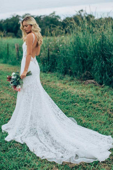 Ivory Mermaid Sweetheart Rustic Wedding Dresses, Lace Wedding Dresses, MW728 | beach wedding dresses | vintage wedding dresses | bohemian wedding dresses | www.musebridals.com