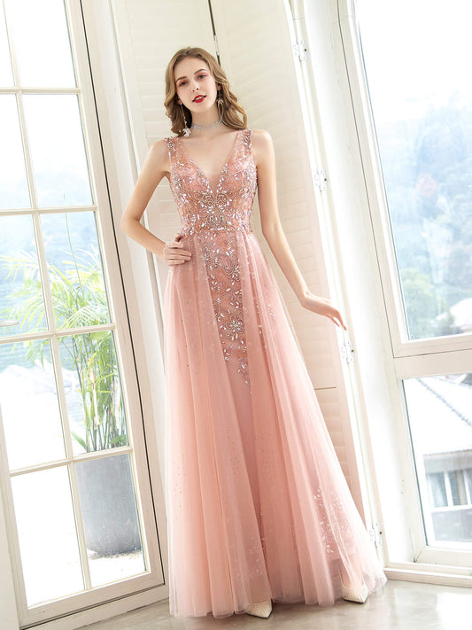 Luxury Sheath / Column Celebrity Style Elegant Inspired Holiday Cocktail Party Formal Evening Dress V Neck Floor Length