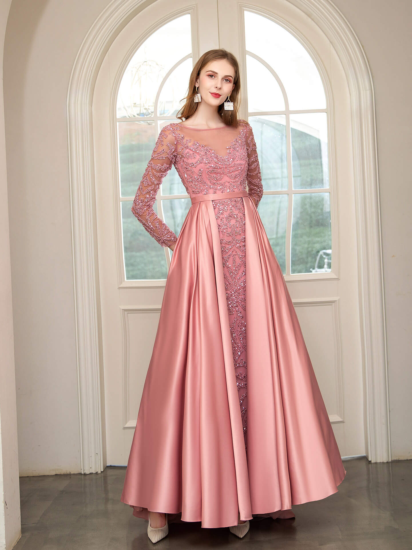 Roycebridal Roycebridal Mermaid / Trumpet Beaded Luxurious Sexy Formal Evening Dresses Long Sleeve Floor Length Prom Dresses