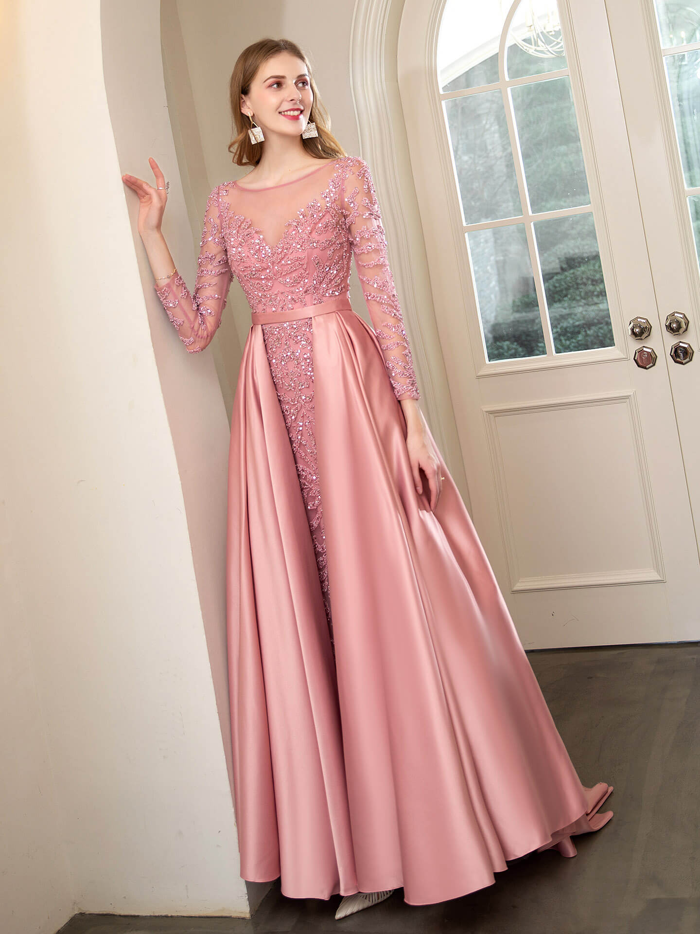 Roycebridal Roycebridal Mermaid / Trumpet Beaded Luxurious Sexy Formal Evening Dresses Long Sleeve Floor Length Prom Dresses