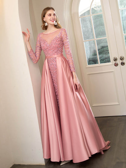 Roycebridal Roycebridal Mermaid / Trumpet Beaded Luxurious Sexy Formal Evening Dresses Long Sleeve Floor Length Prom Dresses