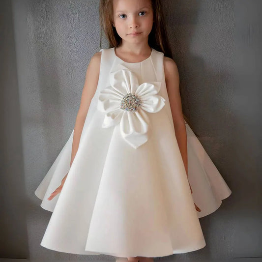 Roycebridal Elegant White Girl Dress Handmade Flowers Princess Baby Kids Wedding Birthday Party Gown First Communion 2025 J386