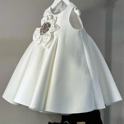 Roycebridal Elegant White Girl Dress Handmade Flowers Princess Baby Kids Wedding Birthday Party Gown First Communion 2025 J386