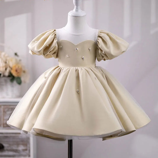 Roycebridal Luxury Dubai Champagne Girl Dress Pearls Princess Baby Kids Wedding Birthday Party Evening Gown Holy Communion J232