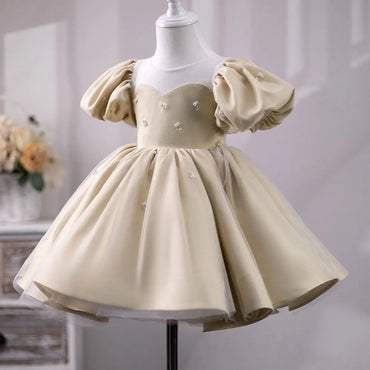 Roycebridal Luxury Dubai Champagne Girl Dress Pearls Princess Baby Kids Wedding Birthday Party Evening Gown Holy Communion J232