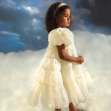 Roycebridal Luxury White Flower Girl Dress Beaded Pearls Princess Baby Kids Wedding Birthday Party Gown First Communion 2025 J392