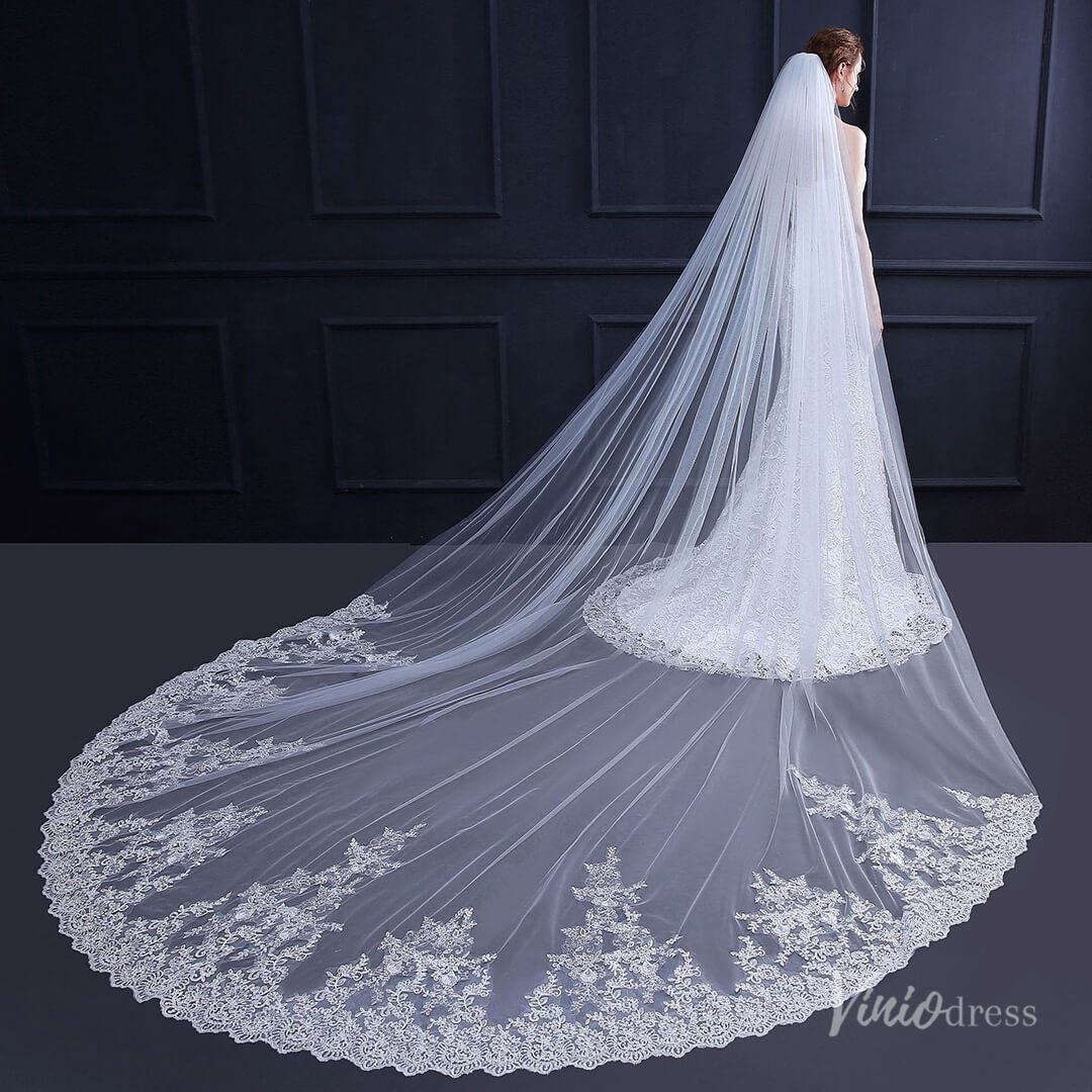 Lace Appliqued Cathedral Veil Viniodress TS18011-Veils-Viniodress-Ivory-Viniodress