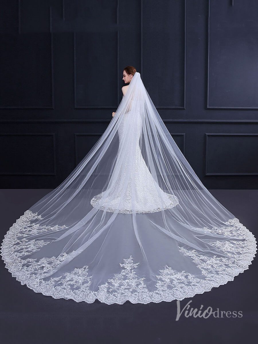 Lace Appliqued Cathedral Veil Viniodress TS18011-Veils-Viniodress-Ivory-Viniodress