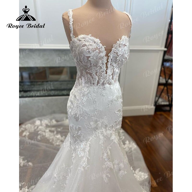 Roycebridal Lace Appliques Spaghetti Straps Shiny Glitter Mermaid/Trumpet Wedding Dress Sweetheart Neck 2025 vestido de boda corte sirena