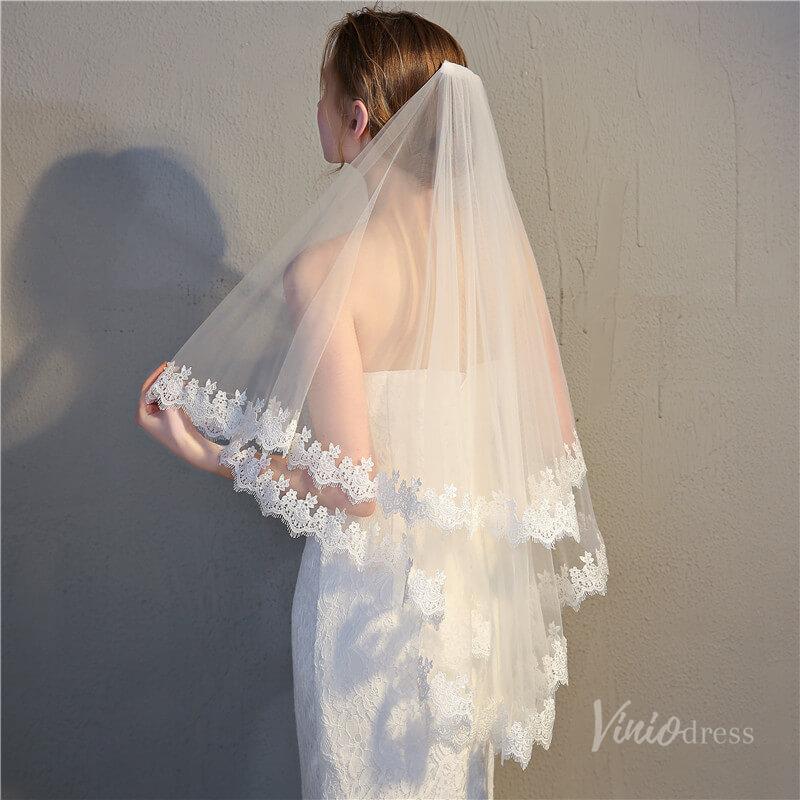 Lacy 2 Tier Bridal Veil Viniodress TS17148-Veils-Viniodress-Ivory-Viniodress