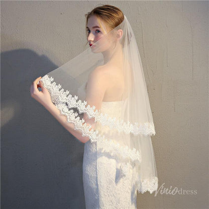 Lacy 2 Tier Bridal Veil Viniodress TS17148-Veils-Viniodress-Ivory-Viniodress