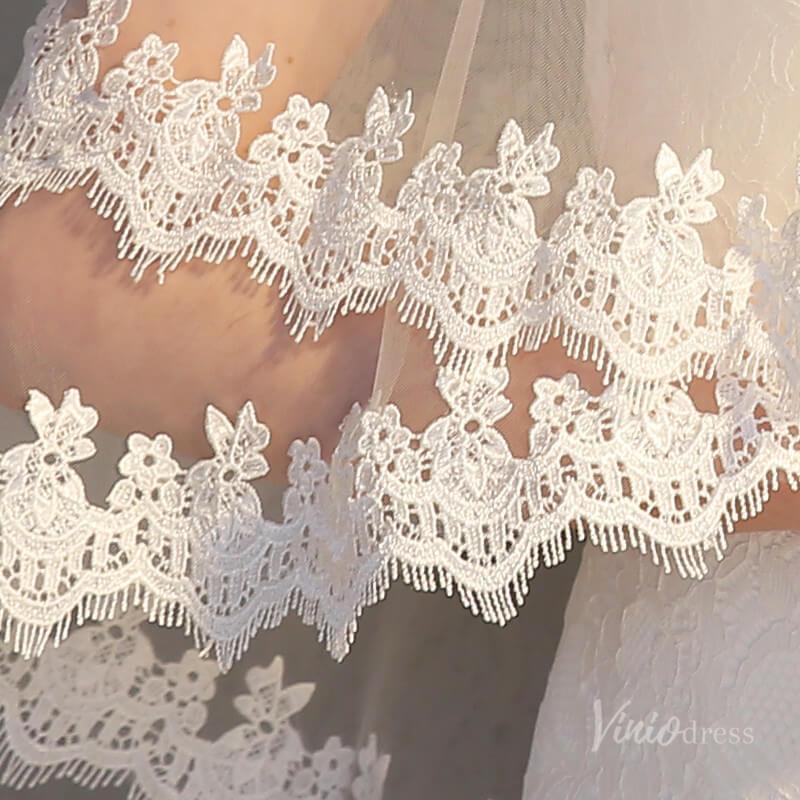 Lacy 2 Tier Bridal Veil Viniodress TS17148-Veils-Viniodress-Ivory-Viniodress