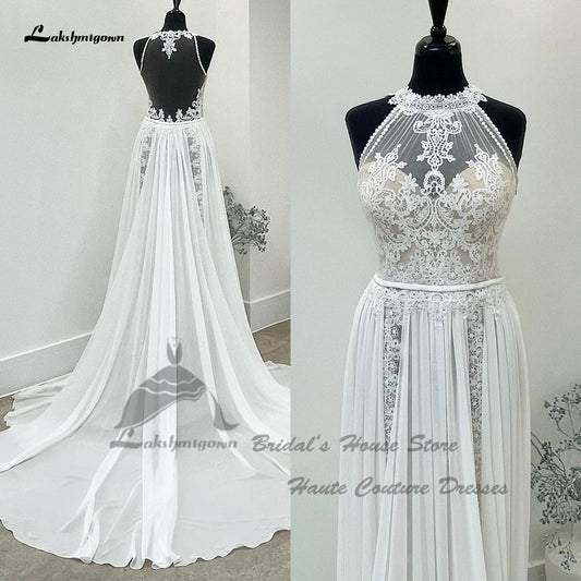 Roycebridal Roycebridal Civil Boho Wedding Dress 2025 Vestido Sexy Bridal A Line Chiffon Beach Wedding Dresses Sheer Illusion Lace Back