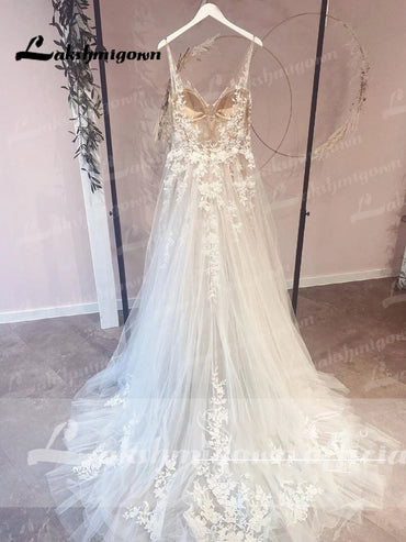 Roycebridal Unlined Bodice FLowy A Line Tulle Wedding Dress With V Neck Bridal Gown Beach Bridal Gown trouwjurk Robe de mariee