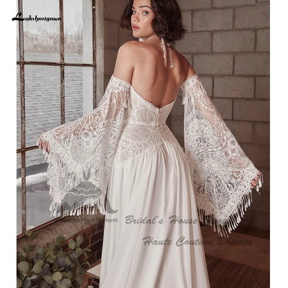 Roycebridal Roycebridal Vintage Lace Boho Wedding Dress Detachable Long Sleeve 2025 Robe Longue Chic Bridal Gowns Off the Shoulder