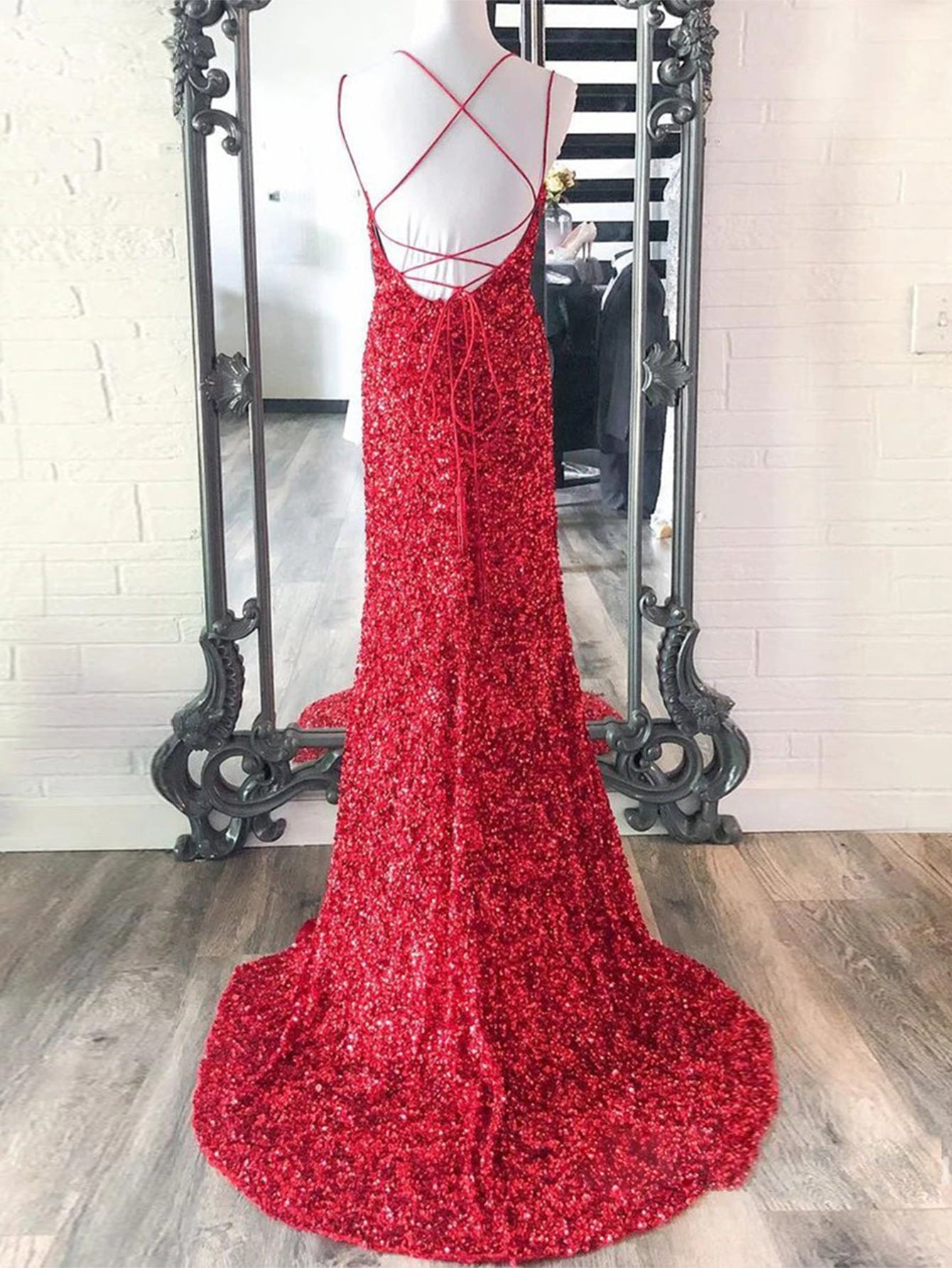 Roycebridal Alayna |Mermaid Spaghetti Straps Long Sequins Prom Dress