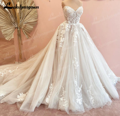 Roycebridal Luxurious Court Train Wedding Dress 2025 Vestido Civil Tulle Wedding Dresses Sleeveless Lace Bodice Bridal Gown  Robe de mariee