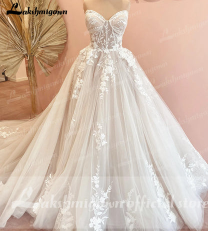 Roycebridal Luxurious Court Train Wedding Dress 2025 Vestido Civil Tulle Wedding Dresses Sleeveless Lace Bodice Bridal Gown  Robe de mariee