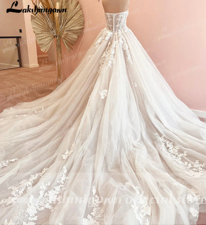 Roycebridal Luxurious Court Train Wedding Dress 2025 Vestido Civil Tulle Wedding Dresses Sleeveless Lace Bodice Bridal Gown  Robe de mariee