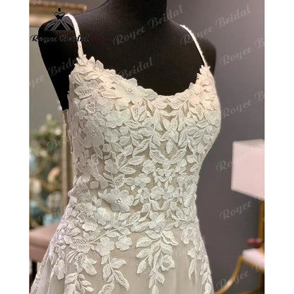 Luxury Robe Lace Appliques Spaghetti Straps Wedding Dress Backless 2024 Bridal Gown Court Train vestido de novia Roycebridal