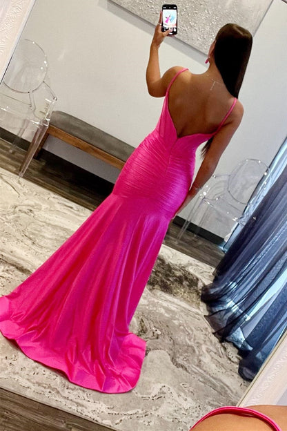 Roycebridal Addilynn| Mermaid Scoop Neck Satin Prom Dress with Slit