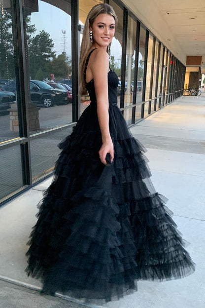 Roycebridal Tiered Ruffle Sweetheart Beaded Long Prom Dress