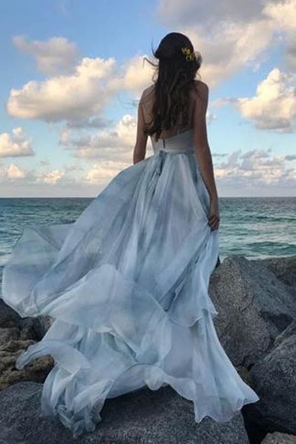 Roycebridal Off the Shoulder Ombre Beach Wedding Dresses, MW284