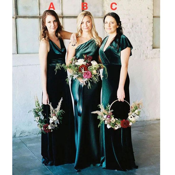 Roycebridal Mismatched Cheap Long Velvet Bridesmaid Dresses Green Mermaid Sleeveless