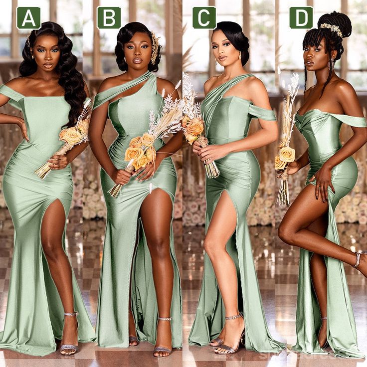 Mismatched Mermaid Cheap Sage Bridesmaid Dresses UK Long Wedding Party Dress