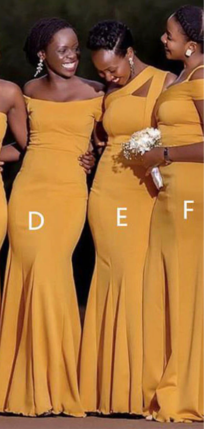 African Girl Yellow Wedding Guest Dress Cheap Mismatched Bridesmaid Dresses