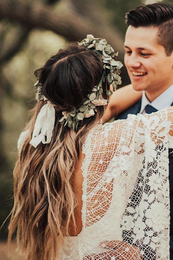 Sheath Boho Batwing Sleeve Lace Rustic Ivory Wedding Dresses ,MW276 | boho wedding dresses | wedding dresses online | bridal gowns | cheap wedding dresses | wedding ideas | Musebridals.com