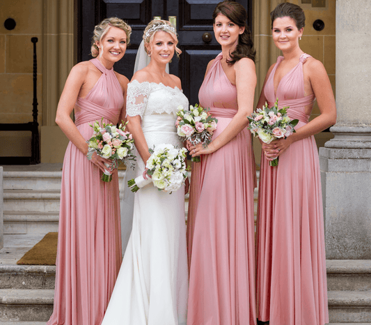 Floor Length Dusty Rose Infinity Bridesmaid Dresses Long Chiffon Dress