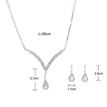 Roycebridal Bridal Jewelry Diamond Necklace Earrings Wedding Jewelry Set