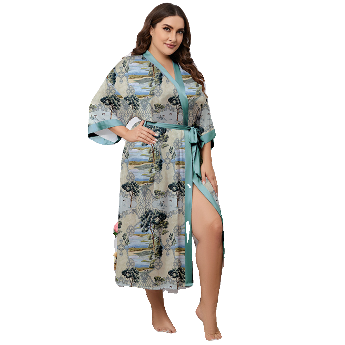 Roycebridal Home Service Suit Plus Size Robe Bathrobe Pajamas